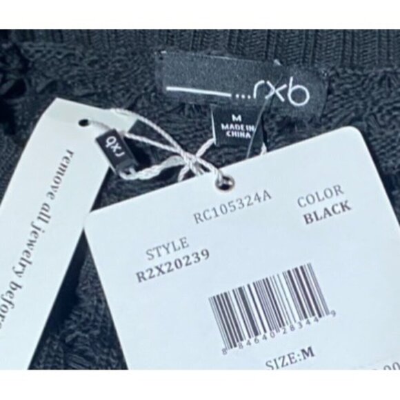 NEW RBX Black Loose-Knit Crotchet Crewneck Sweater Size Medium - Picture 5 of 6